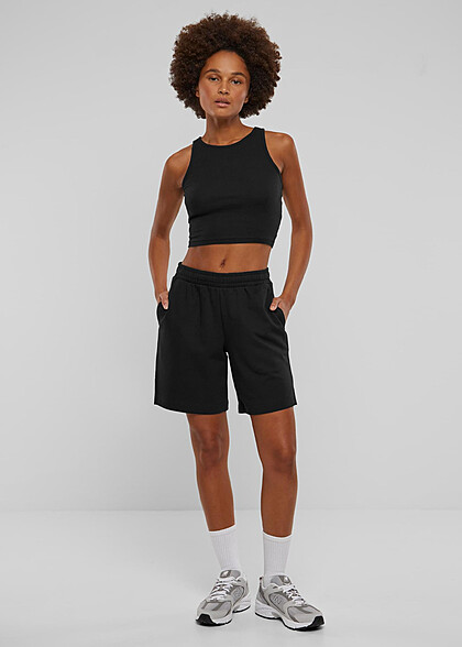 Urban Classics Damen Organic Terry Bermuda Shorts mit 3-Pockets schwarz