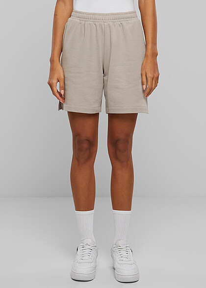 Urban Classics Damen Organic Terry Bermuda Shorts mit 3-Pockets cloud grau