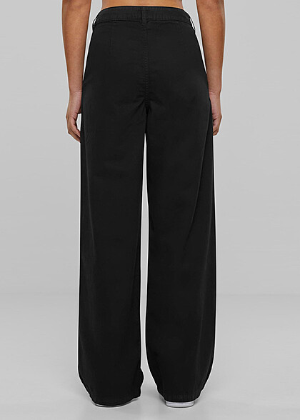 Urban Classics Damen Organic Stoffhose mit Falten-Details schwarz