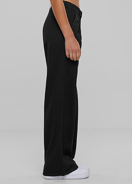 Urban Classics Damen Organic Stoffhose mit Falten-Details schwarz