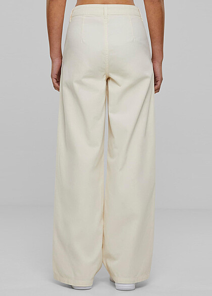 Urban Classics Damen Organic Stoffhose mit Falten-Details whitesand beige