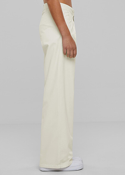 Urban Classics Damen Organic Stoffhose mit Falten-Details whitesand beige