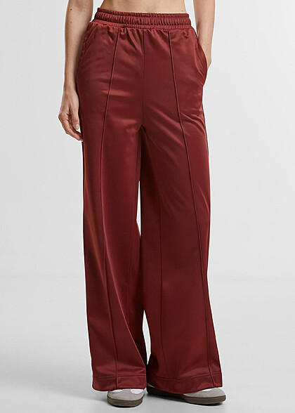 Urban Classics Damen Pin Tuck Trainingshose mit weitem Schnitt dunkel rot