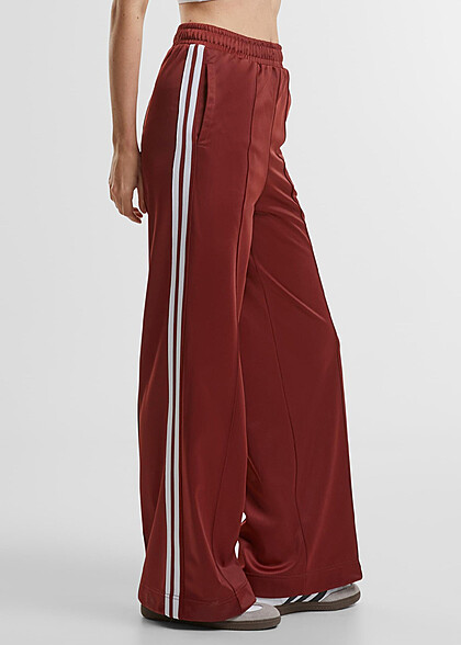 Urban Classics Damen Pin Tuck Trainingshose mit weitem Schnitt dunkel rot