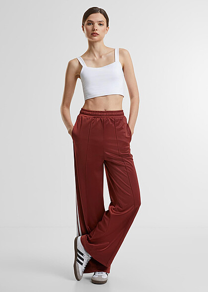 Urban Classics Damen Pin Tuck Trainingshose mit weitem Schnitt dunkel rot