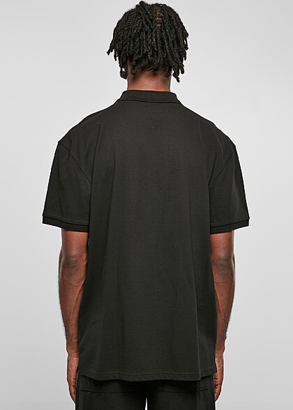 Urban Classics Herren Polo Shirt Oversized mit Zipper schwarz