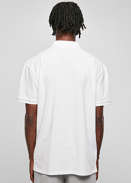 Urban Classics Herren Polo Shirt Oversized mit Zipper weiss