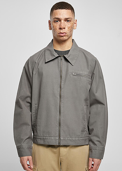 Urban Classics Herren Overdyed Workwear Jacke mit Zipper und Brusttasche shadow grau