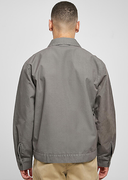 Urban Classics Herren Overdyed Workwear Jacke mit Zipper und Brusttasche shadow grau