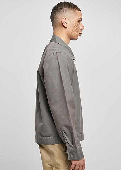 Urban Classics Herren Overdyed Workwear Jacke mit Zipper und Brusttasche shadow grau