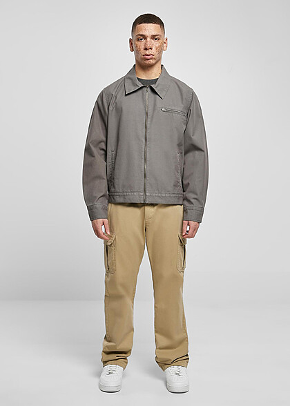 Urban Classics Herren Overdyed Workwear Jacke mit Zipper und Brusttasche shadow grau