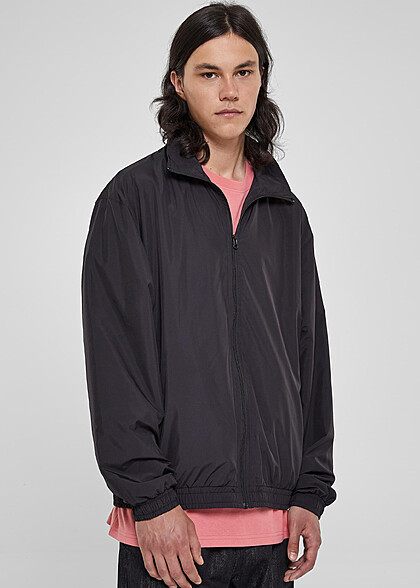 Urban Classics Herren Basic Loose Fit Trainingsjacke mit Zipper schwarz