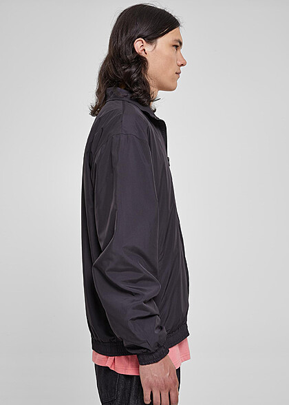 Urban Classics Herren Basic Loose Fit Trainingsjacke mit Zipper schwarz