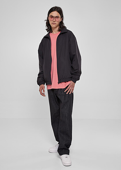 Urban Classics Herren Basic Loose Fit Trainingsjacke mit Zipper schwarz