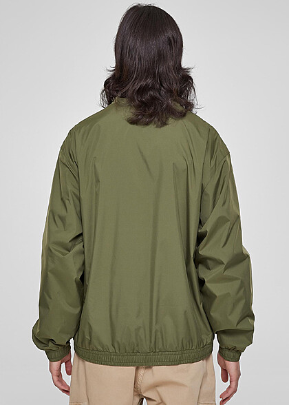 Urban Classics Herren Basic Loose Fit Trainingsjacke mit Zipper olive grün