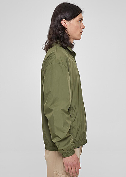Urban Classics Herren Basic Loose Fit Trainingsjacke mit Zipper olive grün