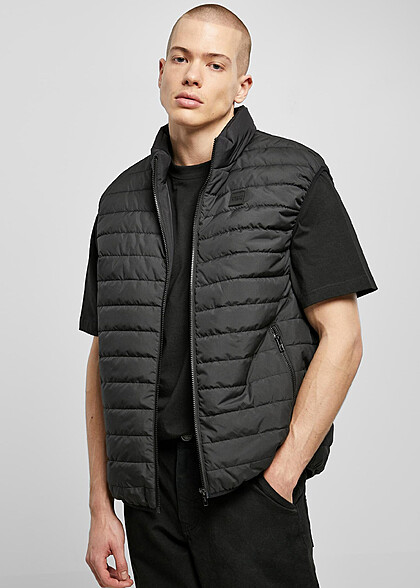 Urban Classics Herren Leichte Steppweste mit Zip-Pockets schwarz