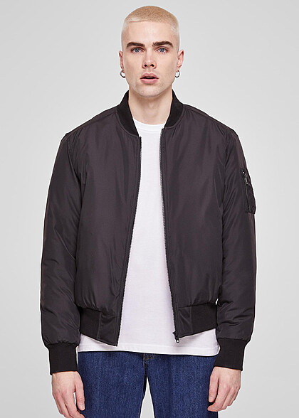 Urban Classics Herren Recycled Basic Bomberjacke mit Zipper schwarz