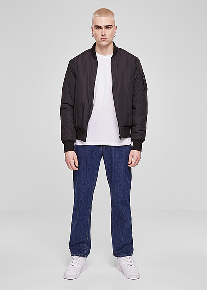 Urban Classics Herren Recycled Basic Bomberjacke mit Zipper schwarz