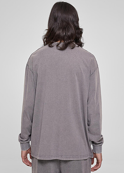 Urban Classics Herren Heavy Boxy Longsleeve Acid Wash asphalt grau
