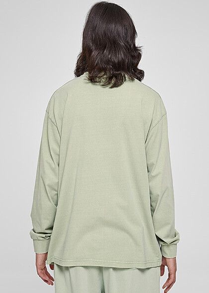 Urban Classics Herren Heavy Boxy Longsleeve Acid Wash vintage grün