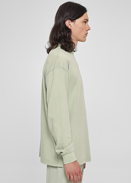 Urban Classics Herren Heavy Boxy Longsleeve Acid Wash vintage grün