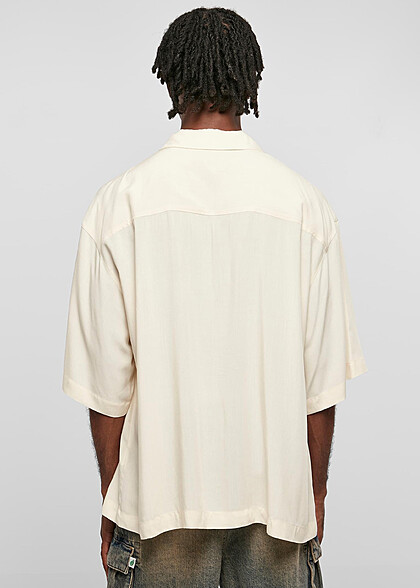Urban Classics Herren Hemd Oversized Resort Shirt mit Brusttaschen whitesand beige