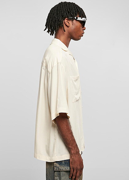 Urban Classics Herren Hemd Oversized Resort Shirt mit Brusttaschen whitesand beige