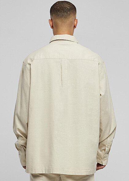 Urban Classics Herren Leinen Half-Zip Hemd seagrass beige