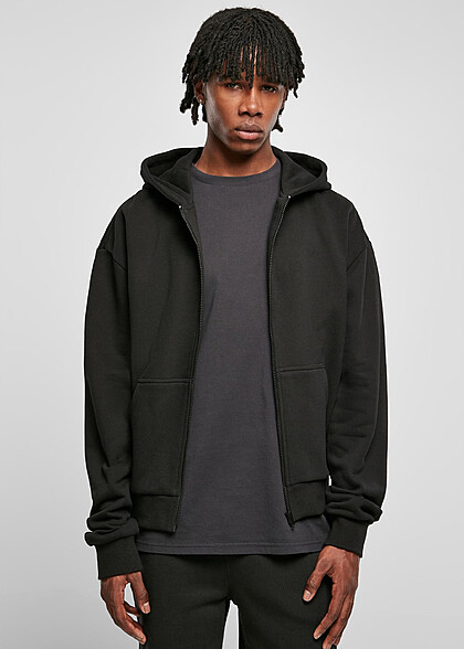 Urban Classics Herren Heavy Zip-Hoodie mit 2-Pockets schwarz