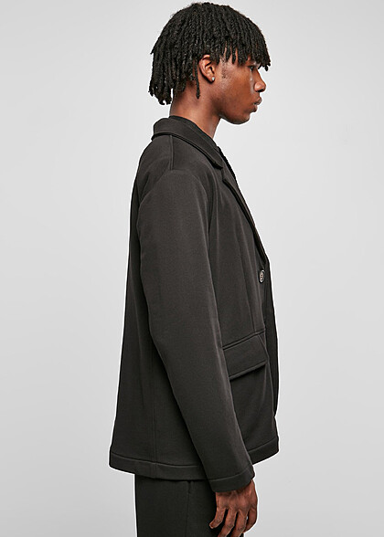 Urban Classics Herren Terry Blazer mit Knopfleiste und 2-Pockets schwarz