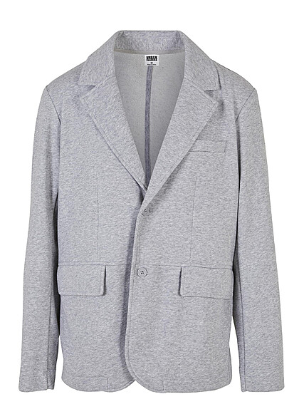 Urban Classics Herren Terry Blazer mit Knopfleiste und 2-Pockets grau