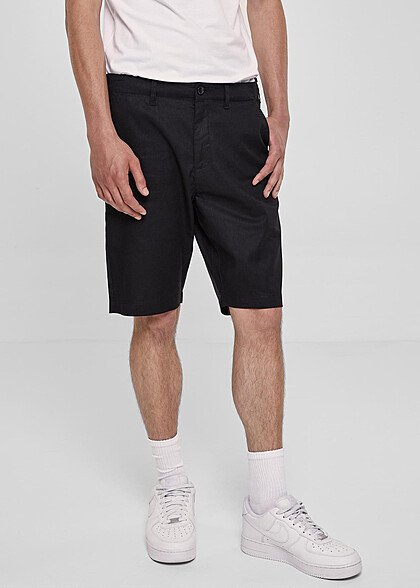 Urban Classics Herren Leinen Shorts mit 4-Pockets schwarz