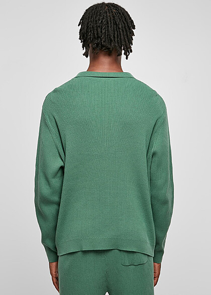 Urban Classics Herren Ribbed Oversized Longsleeve mit V-Neck leaf grn