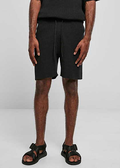 Urban Classics Herren Ribbed Shorts mit Tunnelzug schwarz