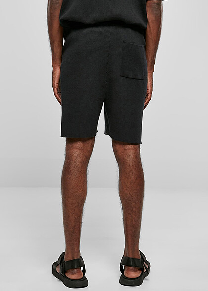 Urban Classics Herren Ribbed Shorts mit Tunnelzug schwarz