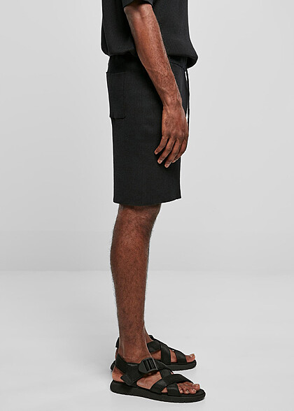 Urban Classics Herren Ribbed Shorts mit Tunnelzug schwarz