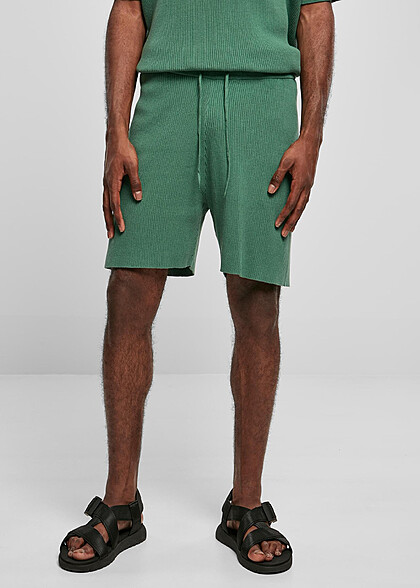 Urban Classics Herren Ribbed Shorts mit Tunnelzug leaf grün