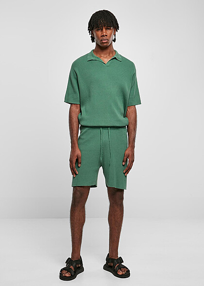 Urban Classics Herren Ribbed Shorts mit Tunnelzug leaf grn