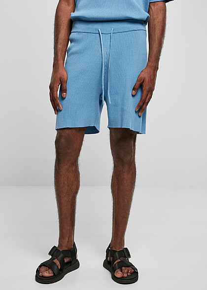 Urban Classics Herren Ribbed Shorts mit Tunnelzug horizon blau