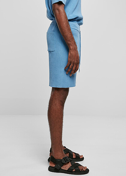 Urban Classics Herren Ribbed Shorts mit Tunnelzug horizon blau