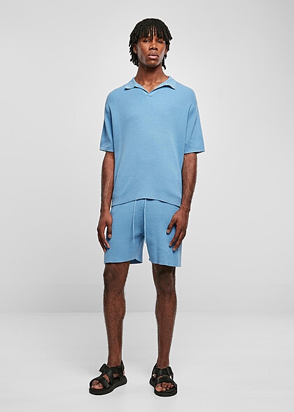 Urban Classics Herren Ribbed Shorts mit Tunnelzug horizon blau