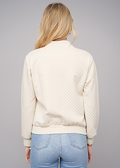 Cloud5ive Damen Blouson Bomberjacke mit Diamant Steppung hell beige