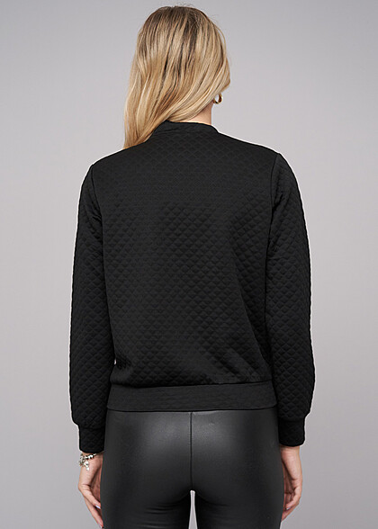 Cloud5ive Dames Blouson bomberjack met diamantstiksel zwart