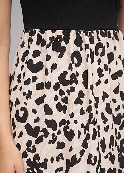 Cloud5ive Dames Tweekleurige maxijurk met luipaardprint zwart beige