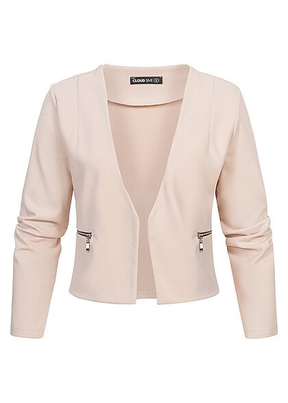 Cloud5ive Dames Cropped blazer met 2 ritszakken beige