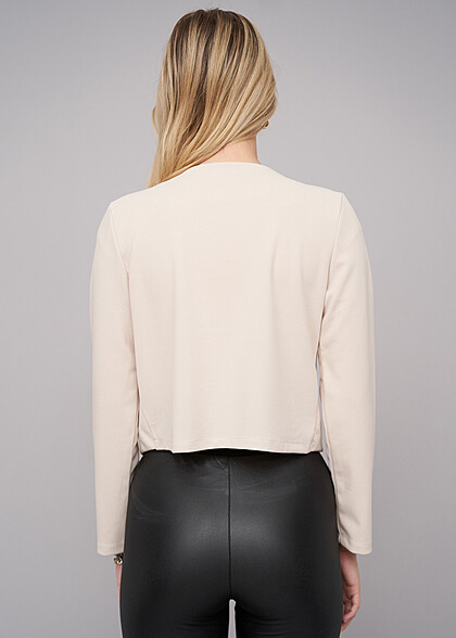 Cloud5ive Dames Cropped blazer met 2 ritszakken beige