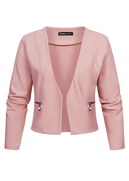 Cloud5ive Dames Cropped blazer met 2 ritszakken roze