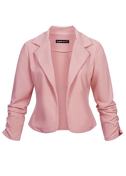 Cloud5ive Dames Cropped blazer met gerimpelde mouwen roze