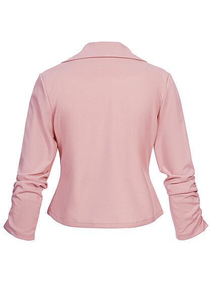 Cloud5ive Dames Cropped blazer met gerimpelde mouwen roze